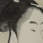 Kitagawa Utamaro, Comparing the Charms of Five Beauties: Suminoe from Shiba Woodblock Print, with frame